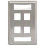 ICC Stainless Steel 1-Gang 4-Port Faceplate Wall Plate