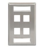 ICC Stainless Steel 1-Gang 4-Port Faceplate Wall Plate