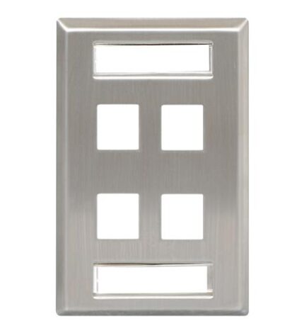ICC Stainless Steel 1-Gang 4-Port Faceplate Wall Plate
