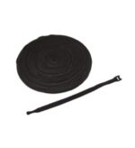 VELCRO CABLE TIE, 8", BLACK, 100PK