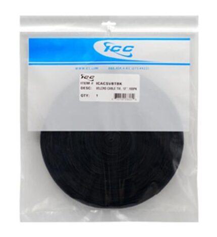 ICC 12" Black Velcro Cable Ties 100 Pack - Reusable