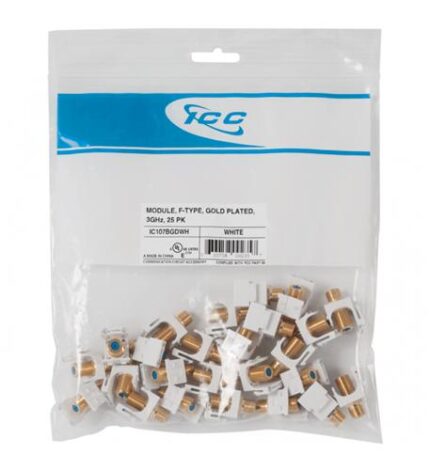 ICC F-Type Gold Plated Module 3GHz 25-Pack for Audio Video