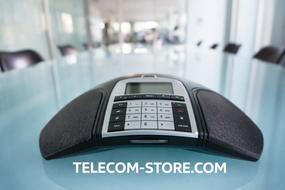 Conference phone on office meeting table