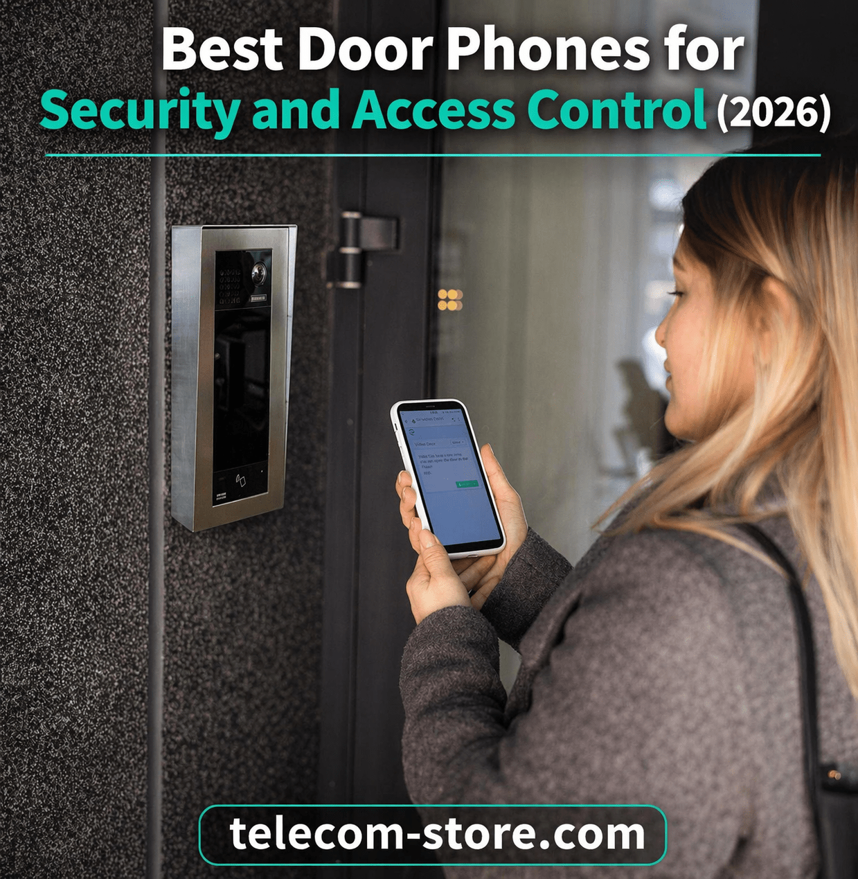 Business door phone intercom system at office entrance