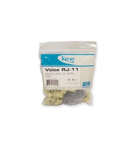 ICC Category 3 Voice RJ-11 Modular Connectors 25 Pack Ivory