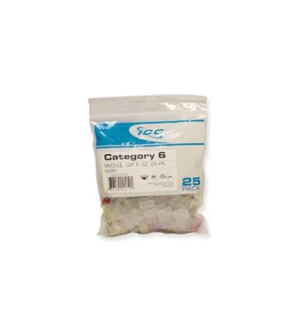 ICC Cat6 RJ45 Keystone Jacks 25 Pack Ivory EZ Install