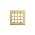 ICC Ivory 2-Gang 12-Port Flat Faceplate - Snap-In Design