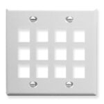 ICC 12-Port 2-Gang Flat Faceplate White - Easy Snap-In