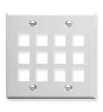 ICC 12-Port 2-Gang Flat Faceplate White - Easy Snap-In