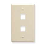ICC Almond Flat 1-Gang 2-Port Faceplate for Network Jacks