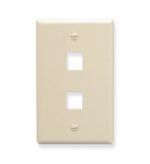 FACEPLATE, FLAT, 1-GANG, 2-PORT, ALMOND