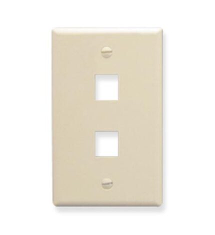 FACEPLATE, FLAT, 1-GANG, 2-PORT, ALMOND