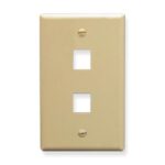ICC Ivory 1-Gang Flat Faceplate with 2 Ports