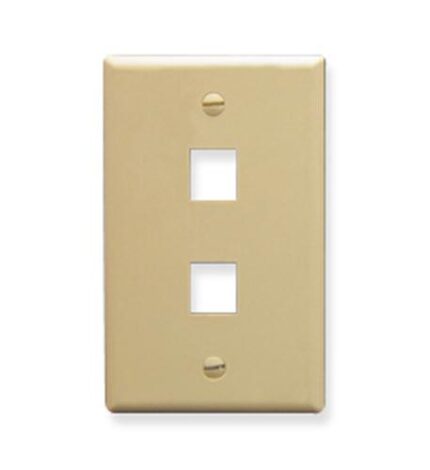 ICC Ivory 1-Gang Flat Faceplate with 2 Ports