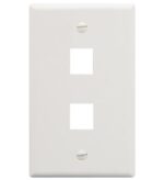 ICC 1-Gang 2-Port White Flat Faceplate for Jacks