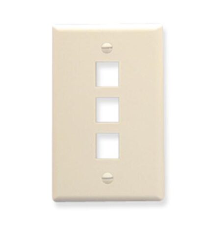 ICC IC107F03AL 1-Gang 3-Port Almond Faceplate for Walls
