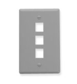 ICC IC107F03GY 3-Port Gray Single Gang Faceplate for Jacks
