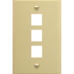 ICC Ivory 1-Gang Flat Faceplate with 3 Ports - Snap-In