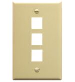 ICC Ivory 1-Gang Flat Faceplate with 3 Ports - Snap-In