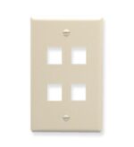 FACEPLATE, FLAT, 1-GANG, 4-PORT, ALMOND