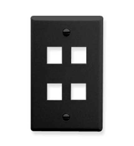 ICC 1-Gang 4-Port Black Faceplate for Data & Voice