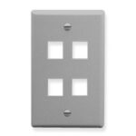 ICC Flat Gray 1-Gang Faceplate 4-Port Snap-In Design