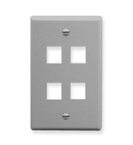 ICC Flat Gray 1-Gang Faceplate 4-Port Snap-In Design