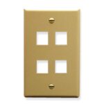 ICC 1-Gang 4-Port Flat Faceplate Ivory for Jack Modules