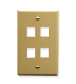ICC 1-Gang 4-Port Flat Faceplate Ivory for Jack Modules