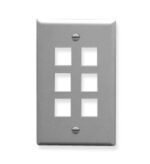 ICC IC107F06GY 6-Port Gray 1-Gang Network Faceplate