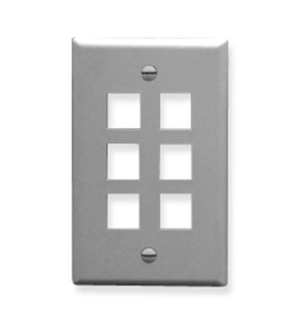 ICC IC107F06GY 6-Port Gray 1-Gang Network Faceplate