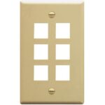ICC Ivory 6-Port Flat Faceplate for Network Connections