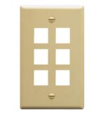ICC Ivory 6-Port Flat Faceplate for Network Connections