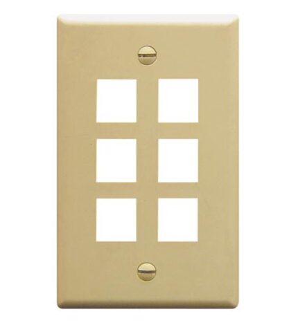 ICC Ivory 6-Port Flat Faceplate for Network Connections