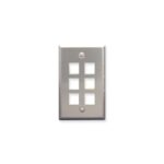 Stainless Steel 1-Gang 6-Port Faceplate for ICC Jacks
