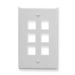 ICC 1-Gang Flat 6-Port White Faceplate for Jacks