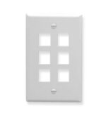 ICC 1-Gang Flat 6-Port White Faceplate for Jacks