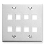 ICC 2-Gang 8-Port White Flat Faceplate for Jacks