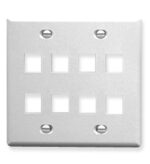 ICC 2-Gang 8-Port White Flat Faceplate for Jacks