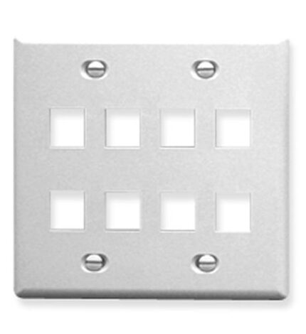 ICC 2-Gang 8-Port White Flat Faceplate for Jacks