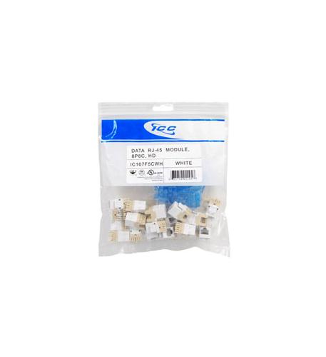 MODULE, CAT 5e, HD, 25 PK, WHITE ICC 25-Pack White Cat5e HD Modular Keystone Jacks - Image 1