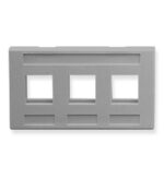 ICC IC107FM3GY Gray 3-Port Keystone Faceplate for Workstations
