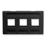 ICC Black 3-Port Keystone Furniture Faceplate TIA Std