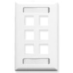 ICC 6-Port White Keystone Wall Plate, 1-Gang Faceplate