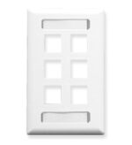 ICC 6-Port White Keystone Wall Plate, 1-Gang Faceplate