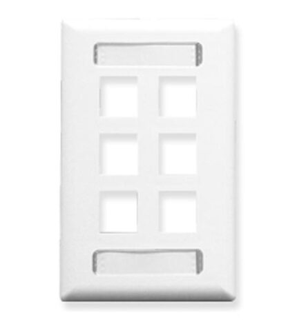 ICC 6-Port White Keystone Wall Plate, 1-Gang Faceplate