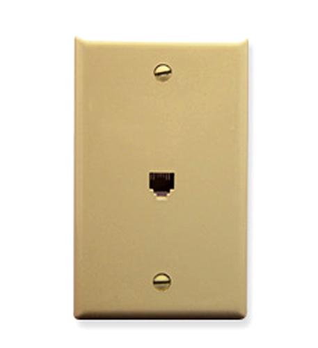 WALL PLATE, VOICE 6P6C, IVORY ICC Ivory 6P6C Voice Wall Plate Single Gang 1 Port - Image 1