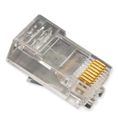 PLUG, 8P8C, OVAL ENTRY, STRANDED, 100PK ICC ICMP8P8CRD Gold Plated Cat5e RJ45 Stranded Oval Plug - Image 1