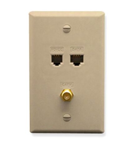 ICC Ivory IDC Wall Plate for RJ-11 RJ-45 and F-Type Cables