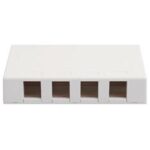 ICC Surface Mount Box 4-Port White - Voice & Data Outlet
